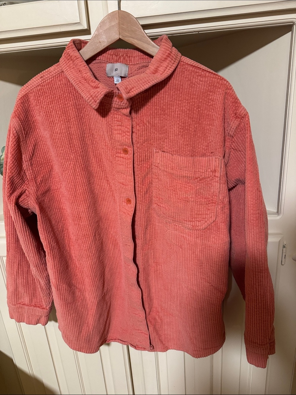 bp Coral Corduroy Button-Down Shirt in Pink